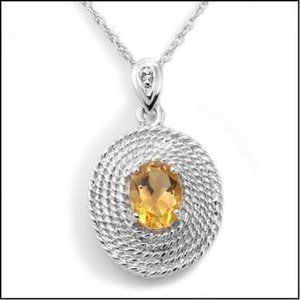 1.0ctw Genuine Citrine & Diamond 18 Inch Necklace